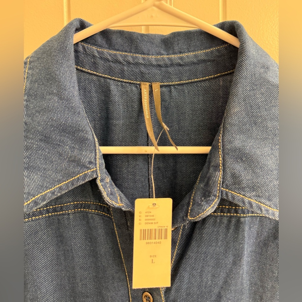 Anthropologie Indigo Denim Wide-Leg Jumpsuit - Picture 6 of 11